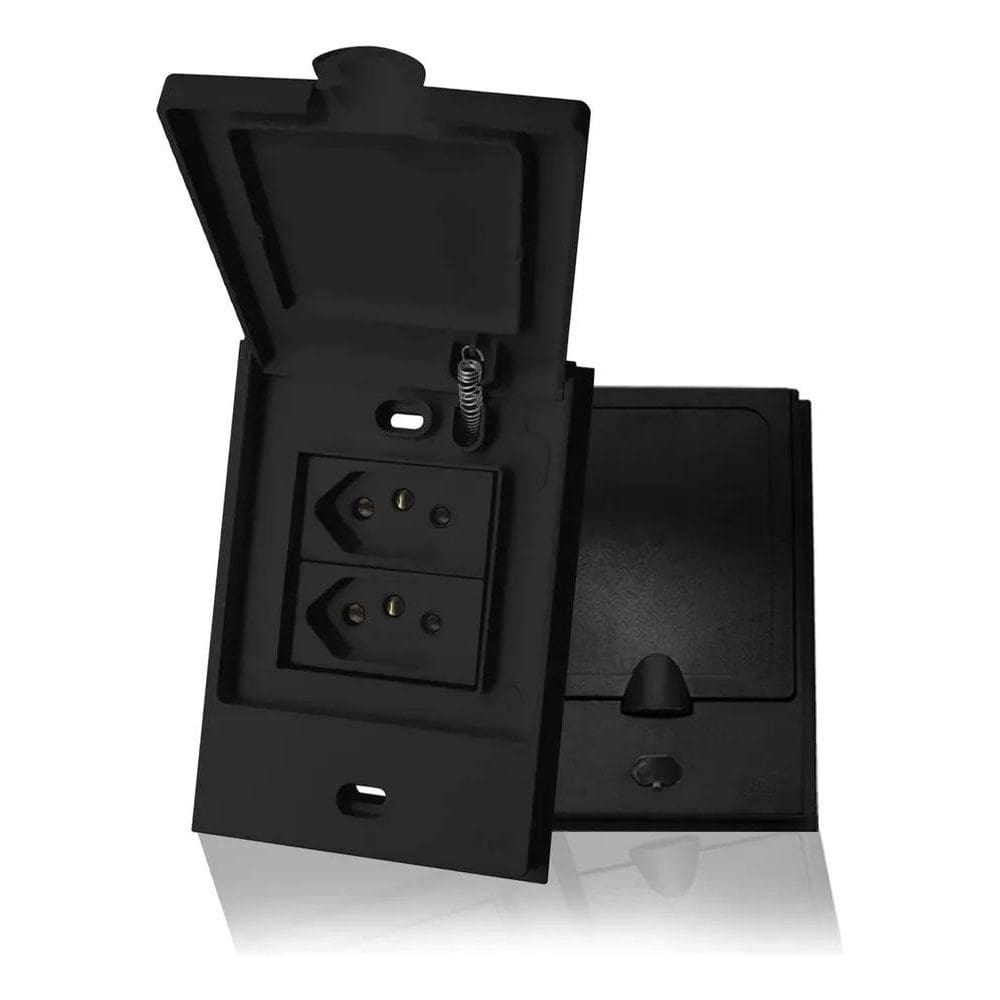 Tomada Dupla 20A Blux B.L`Acqua Áreas Úmidas E Externa Preta