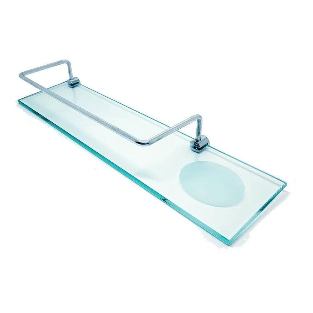Porta Shampoo Com Saboneteira Em Vidro Incolor 40 Cm