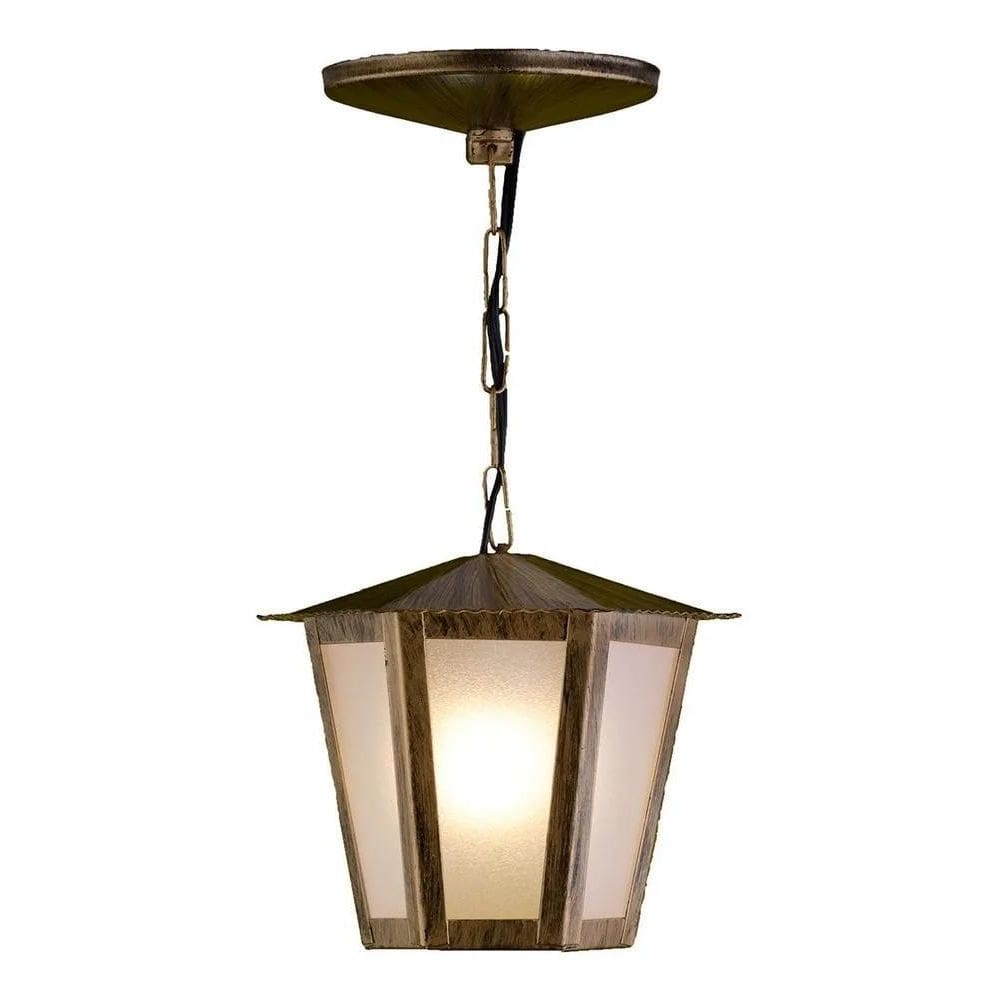 Pendente Colonial Sextavada Ideal Ouro Velho Lustre Arandela