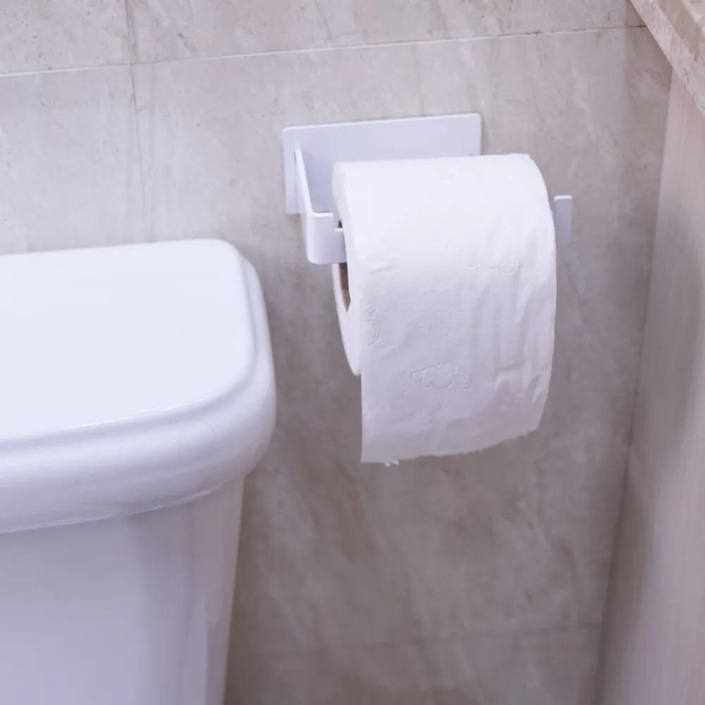 Porta Papel Higiênico De Parede Banheiro Sem Furos 2 Cores C