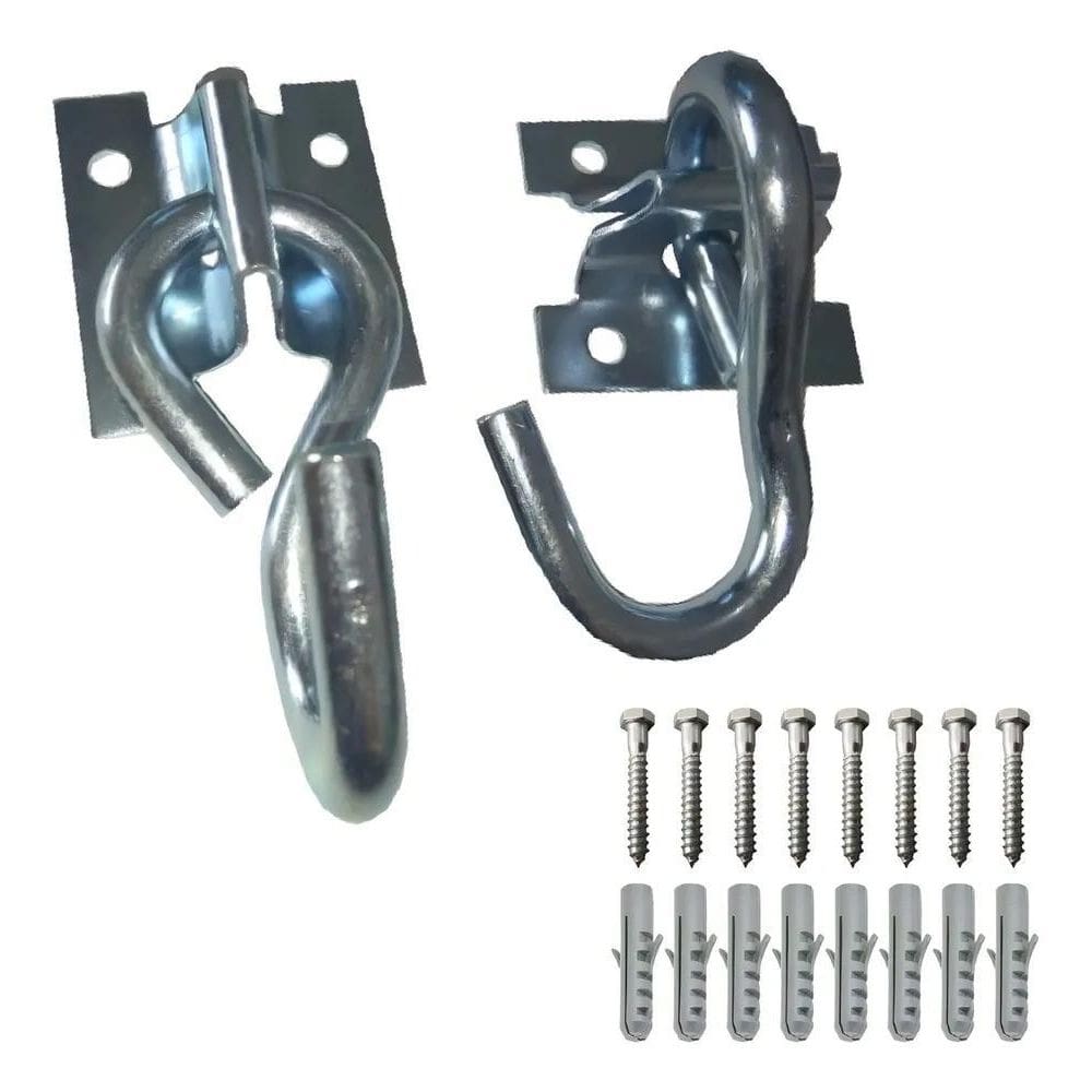 Gancho De Rede Reforçado Zincado 3/8 Com Parafuso E Bucha