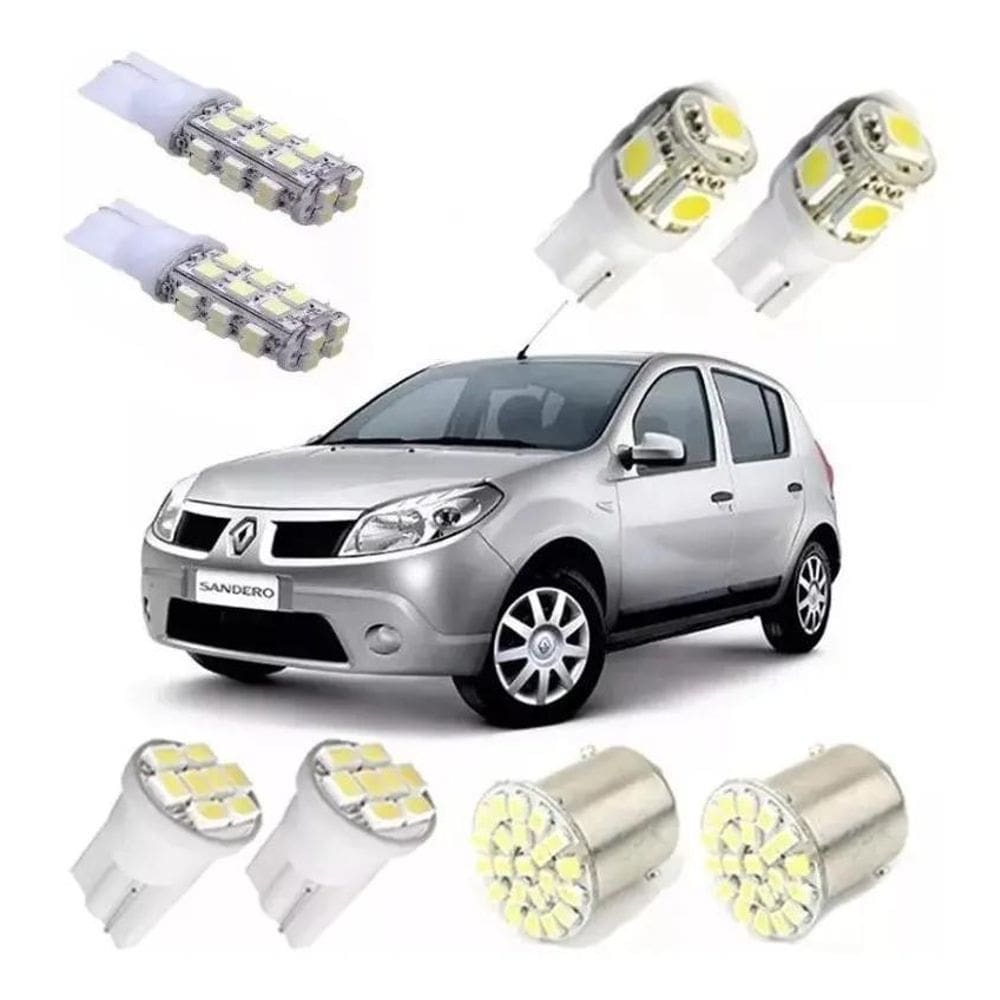 Kit Lampadas Led Sandero Logan Teto Placa Ré Farolete