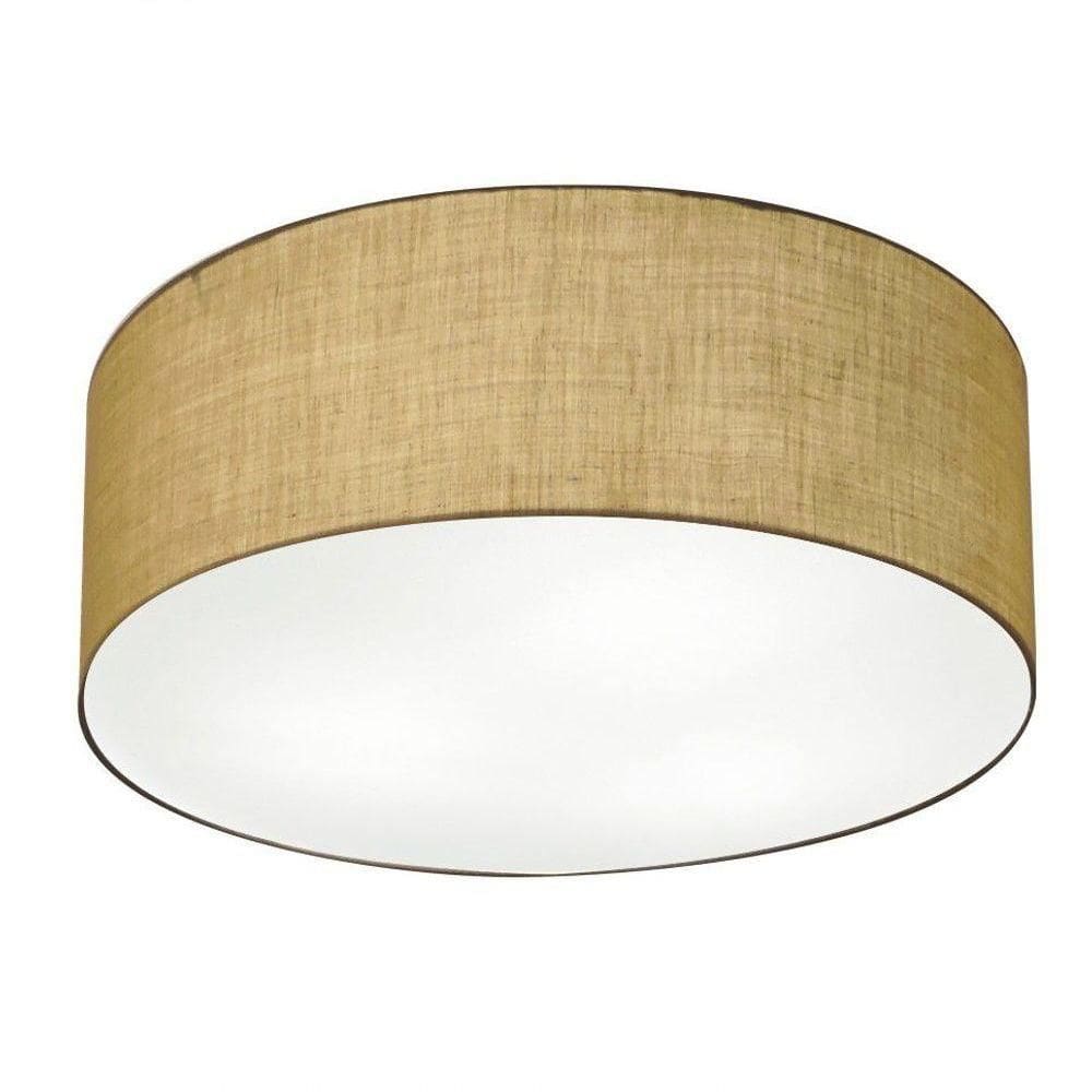 Plafon Cilíndrico Vivare Md-3019 Cúpula Em Tecido 80x15cm - Bivolt Palha 127/220v