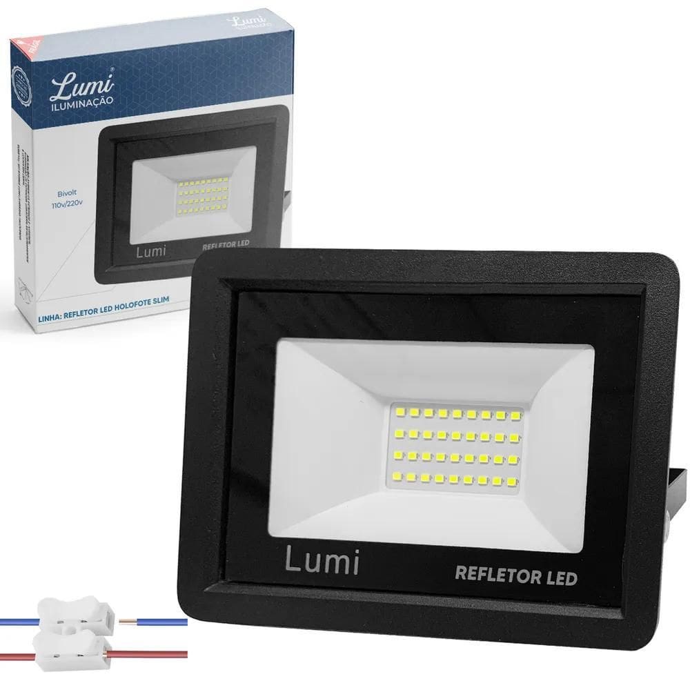 Refletor Lumi Super Led 100W Holofote Prova D`Água Cor Da Lu
