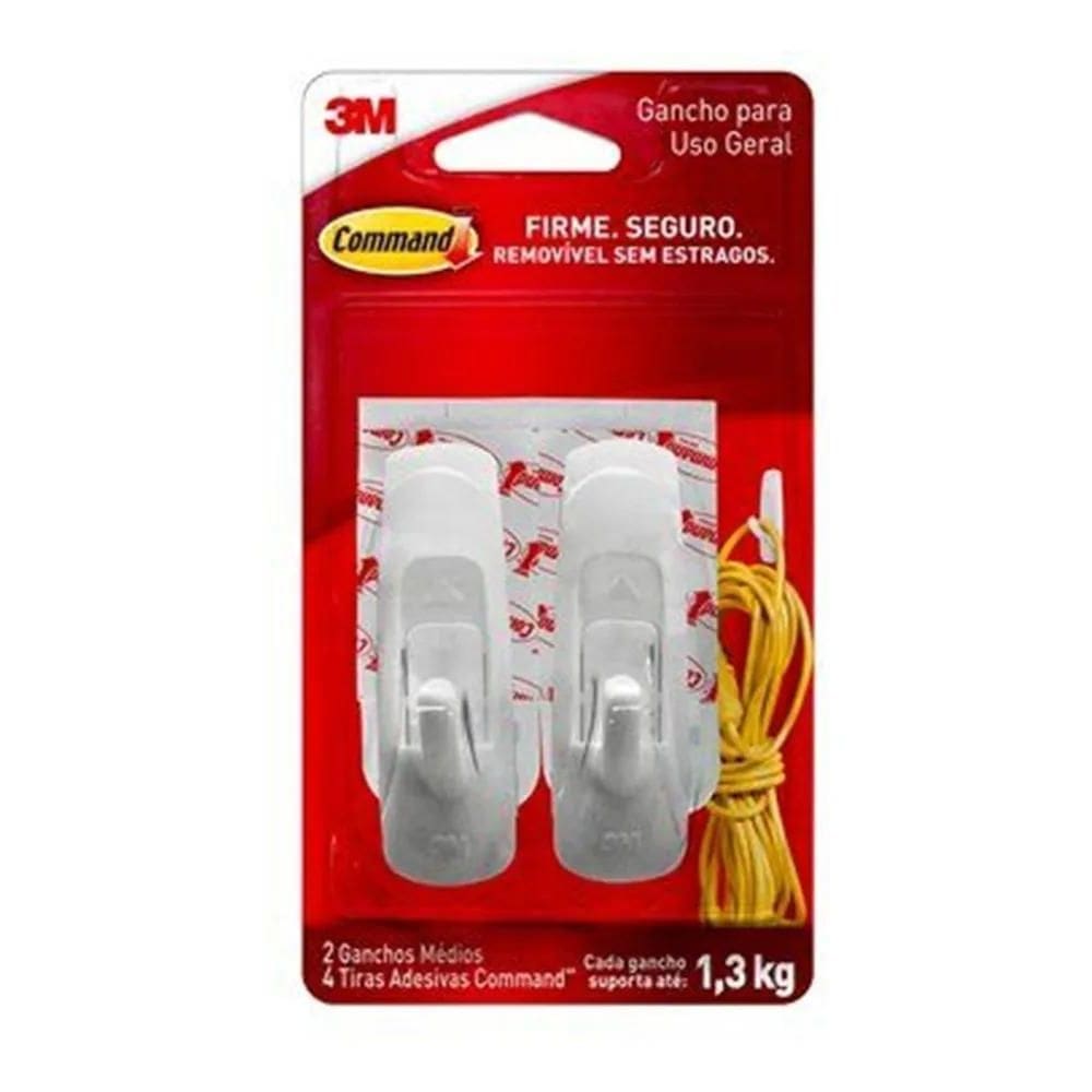 Gancho Suporte Command 3M Suporta Até 1,3Kg - Médio