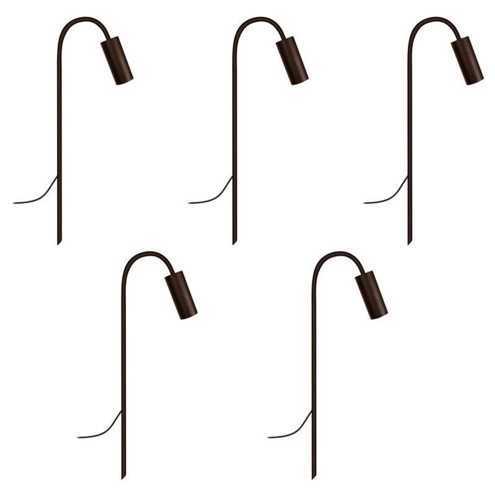 Kit 5 Balizadores Luminária Espeto Jardim Curvo Marrom 50Cm