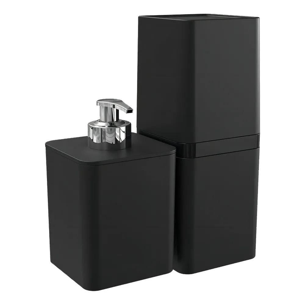 Kit Para Banheiro Com 2 Peças Smile Preto