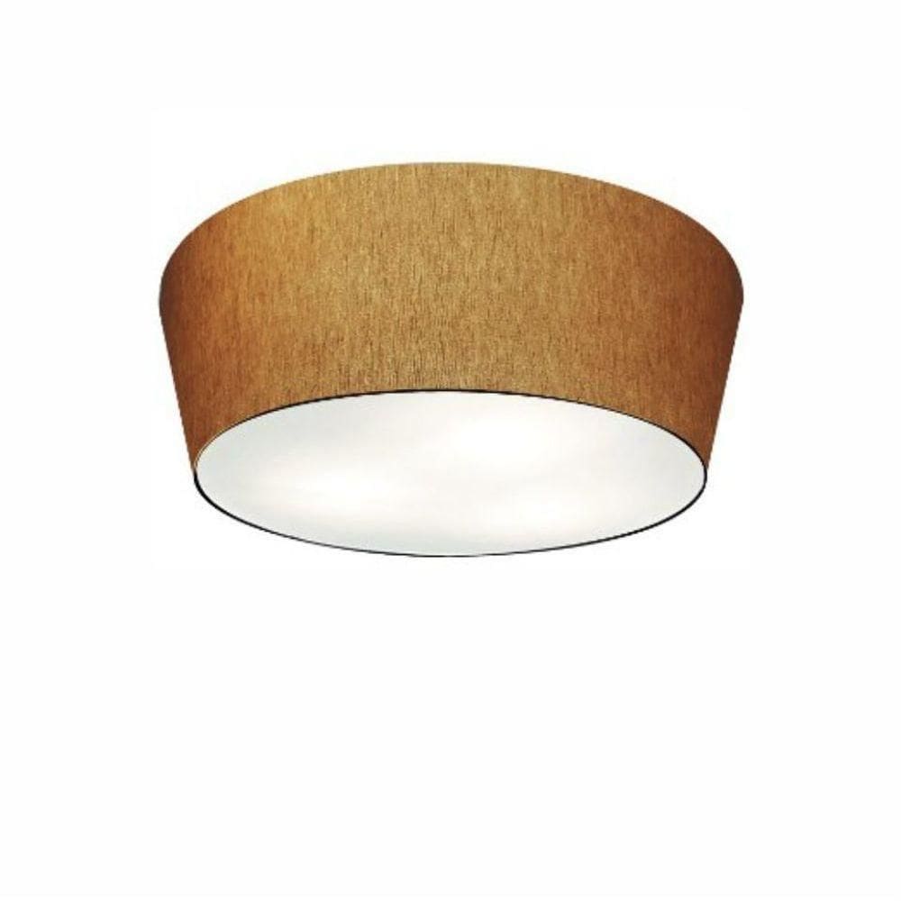 Plafon Cone Vivare Md-3003 Cúpula Em Tecido 12/40x35cm - Bivolt Palha 127/220v