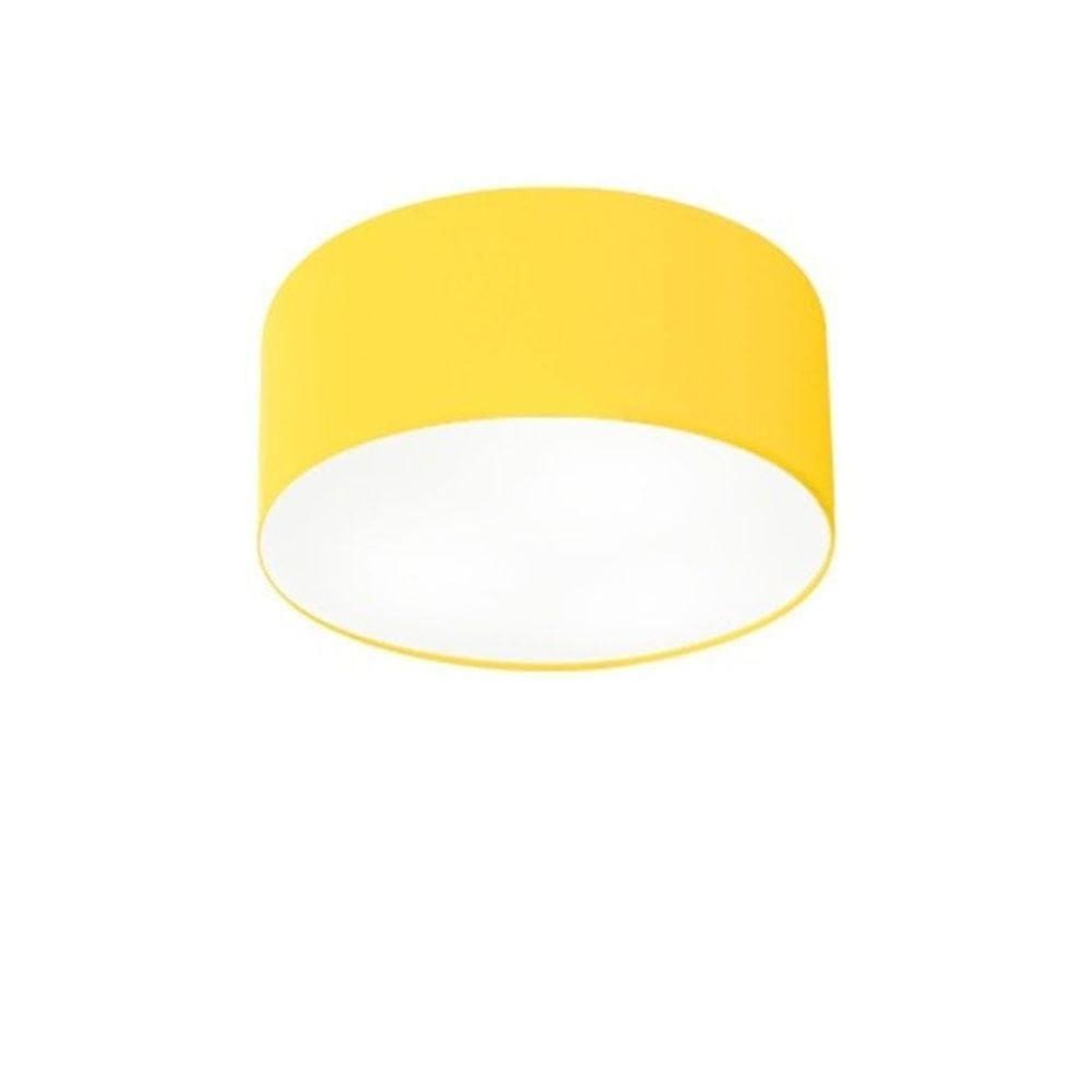 Plafon Cilíndrico Vivare Md-3010 Cúpula Em Tecido 30x12cm - Bivolt Amarelo 127/220v