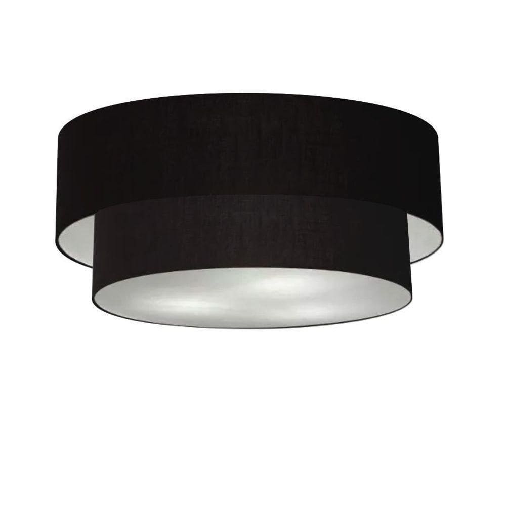 Plafon Duplo Cilíndrico Vivare Md-3021 Cúpula Em Tecido 80x60cm - Bivolt Preto 127/220v