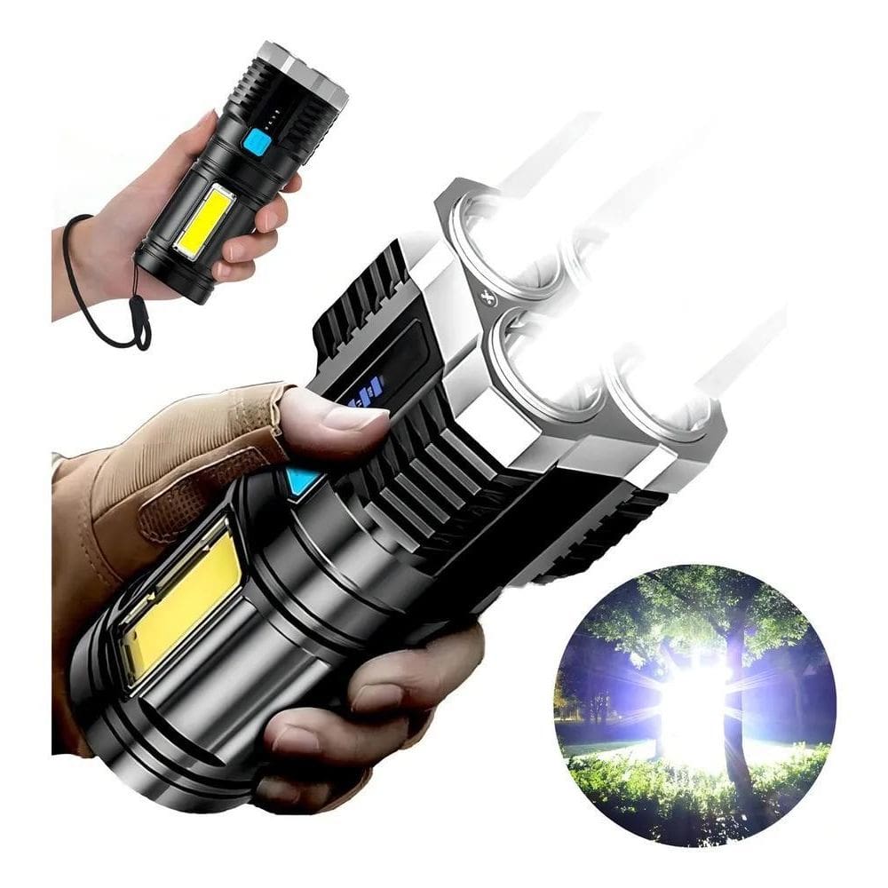 Lanterna 4 Leds Potente Strob Ultra Lanterna Preto Luz Branc