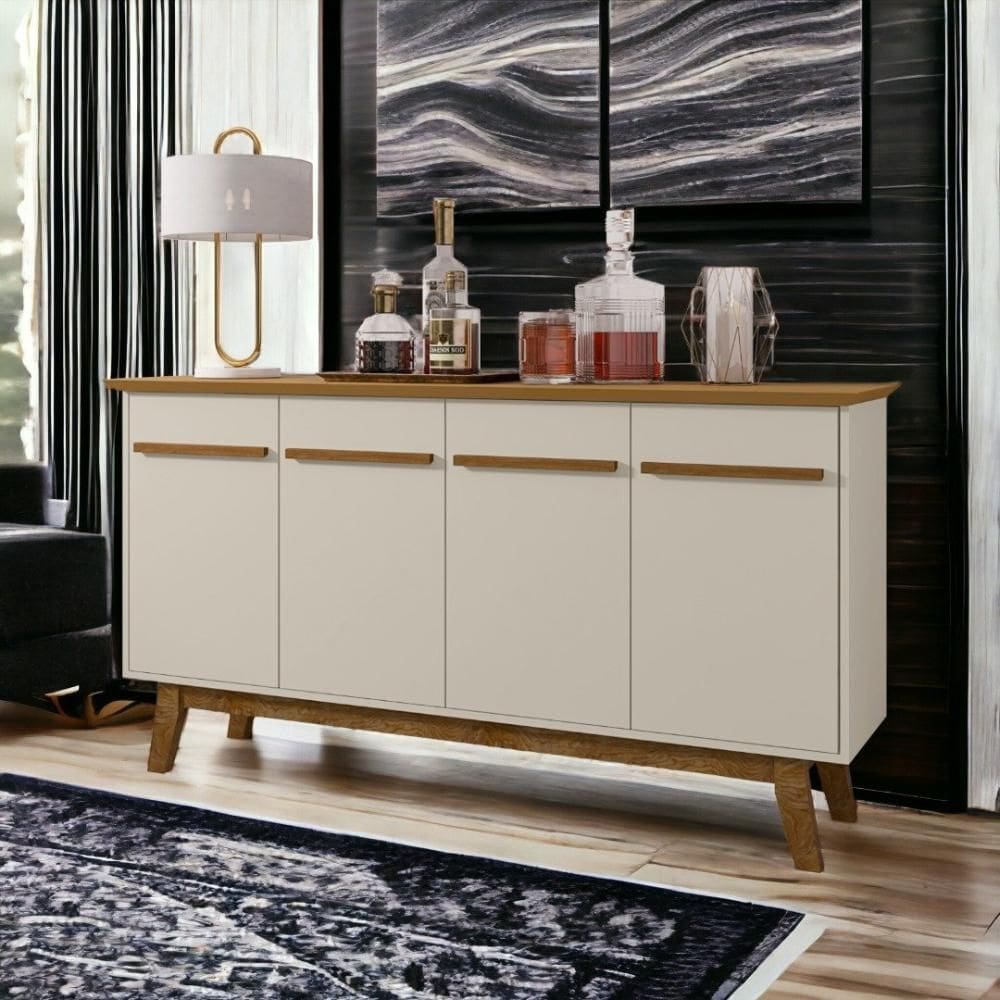 Aparador 04 Portas Opala Cinamomo e Off White Bechara