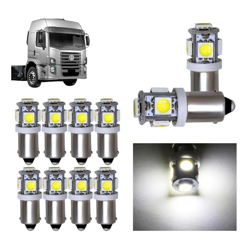 Kit 20 Lampada Ba9S 5 Led 24V Cores T4W 69