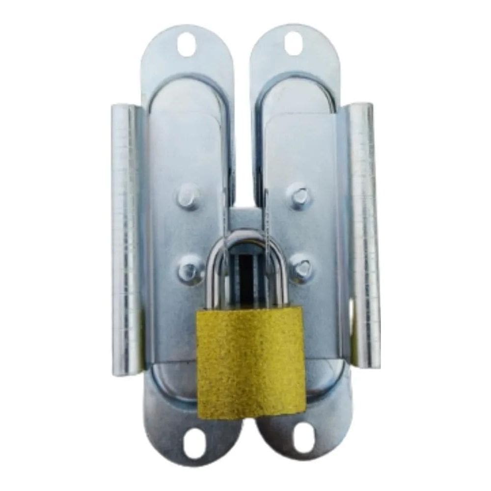 Fecho Tranqueta Aço Kit Com Cadeado Para Janela / Veneziana