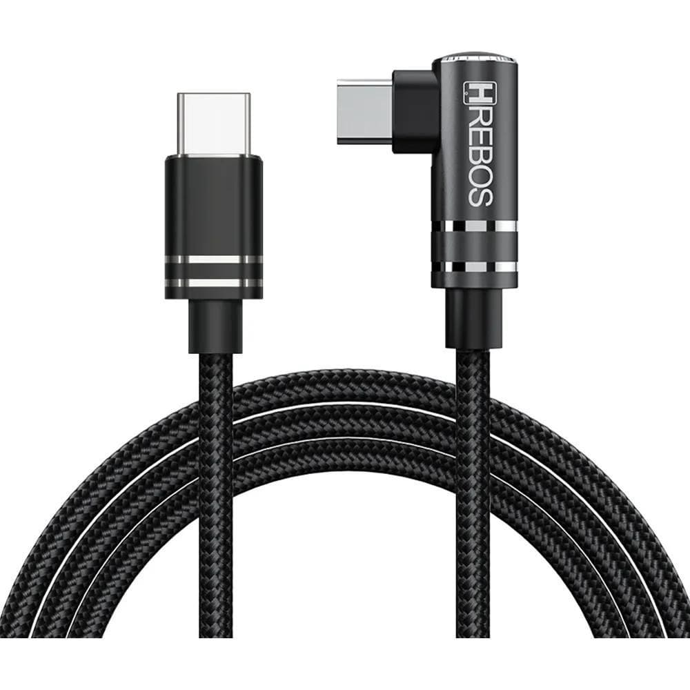 3X Cabo Tipo-C Para Tipo-C Em L 90 Gamer Turbo 1M Reforçado