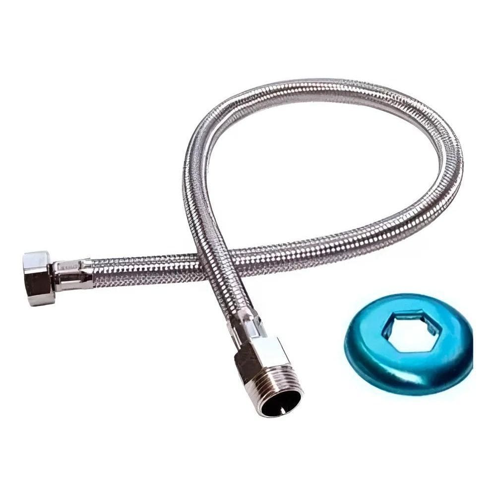Engate Mangueira Flexível Trançado Aço Inox 40Cm Quente Fria