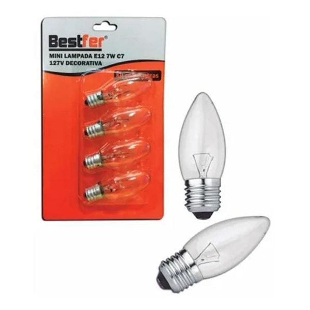 Lampada Mini Decorativa E12 7W Com 4 Pecas