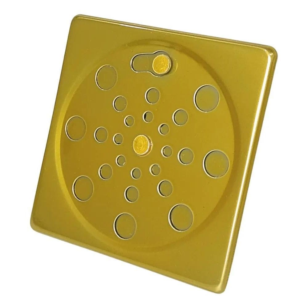 Tampa Para Ralo Grelha Quadrado 10Cm Abre/ Fecha - Dourado