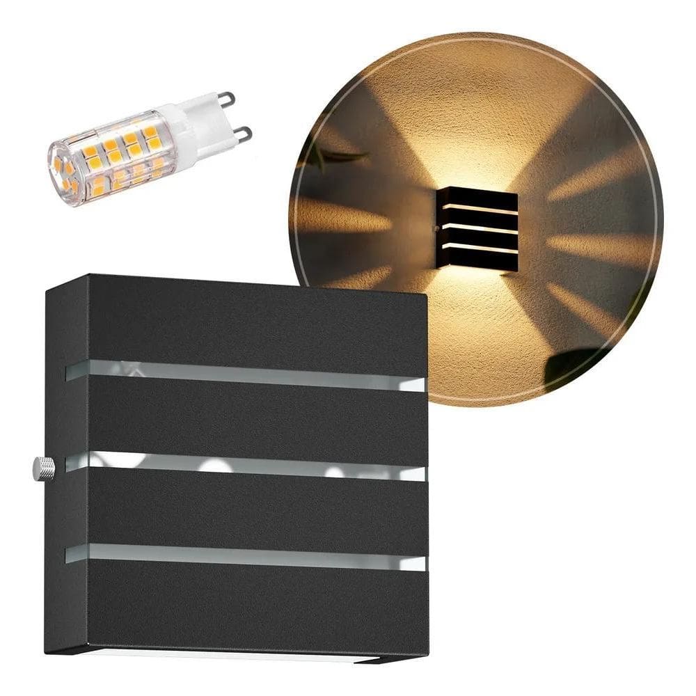 1X Arandela De Parede Externa Slim 3 Friso E Led 5W G9 Mf123