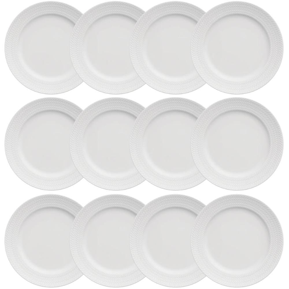 MP - 12 Pratos Rasos 26 5cm Porcelana Germer
