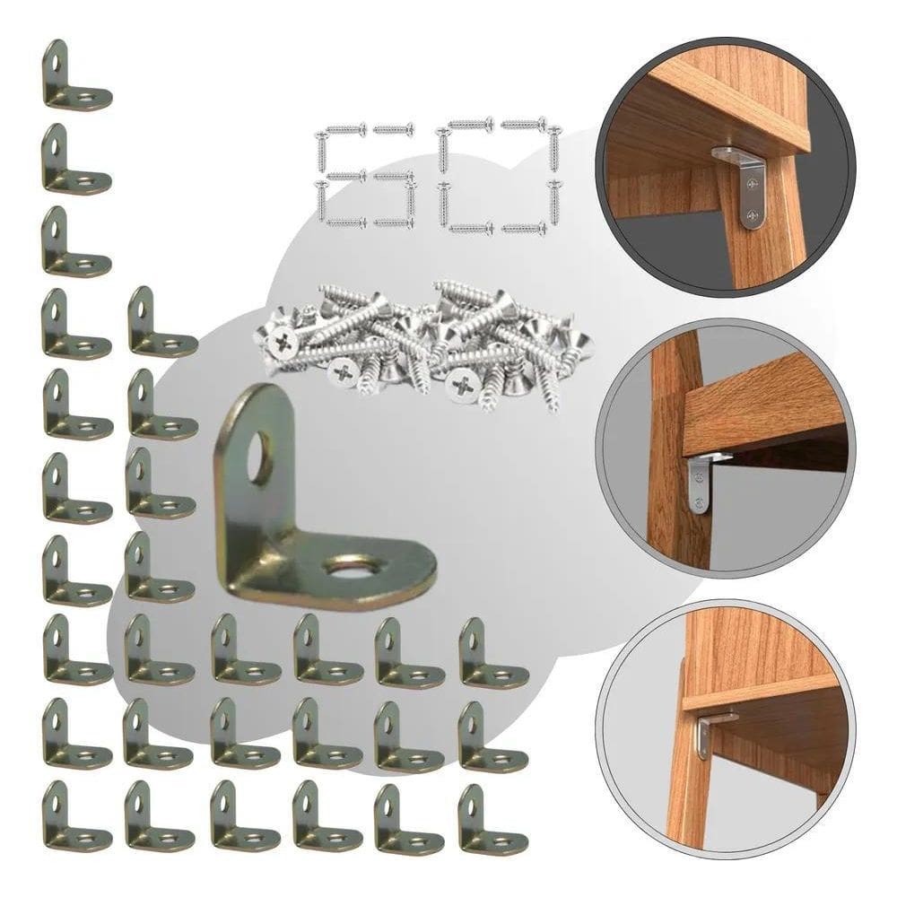 Cantoneira L Bicromatizada Moveis Reforço Gaveta 20 Mm 30Pç