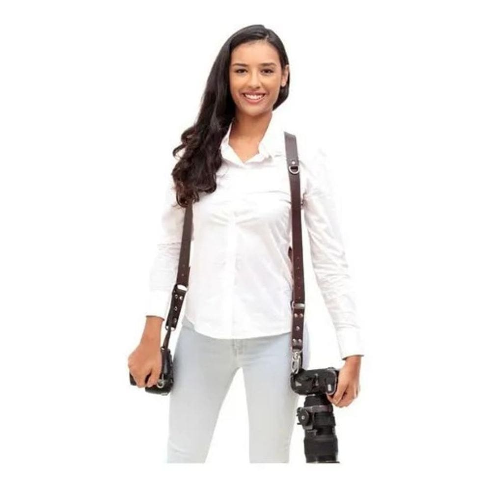 3X Alça Dupla New Slim Em Couro Cameras Dslr Photop