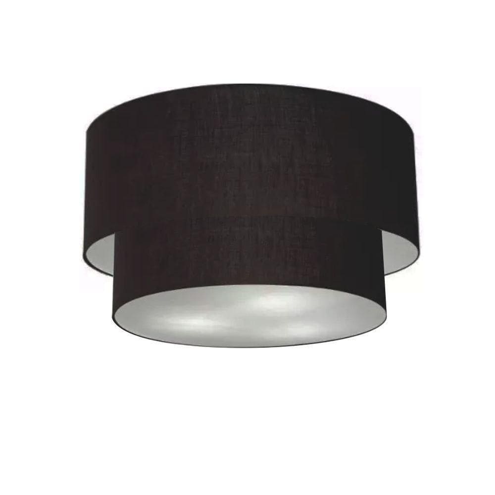 Plafon Duplo Cilíndrico Vivare Md-3045 Cúpula Em Tecido 40x35cm - Bivolt Preto 127/220v