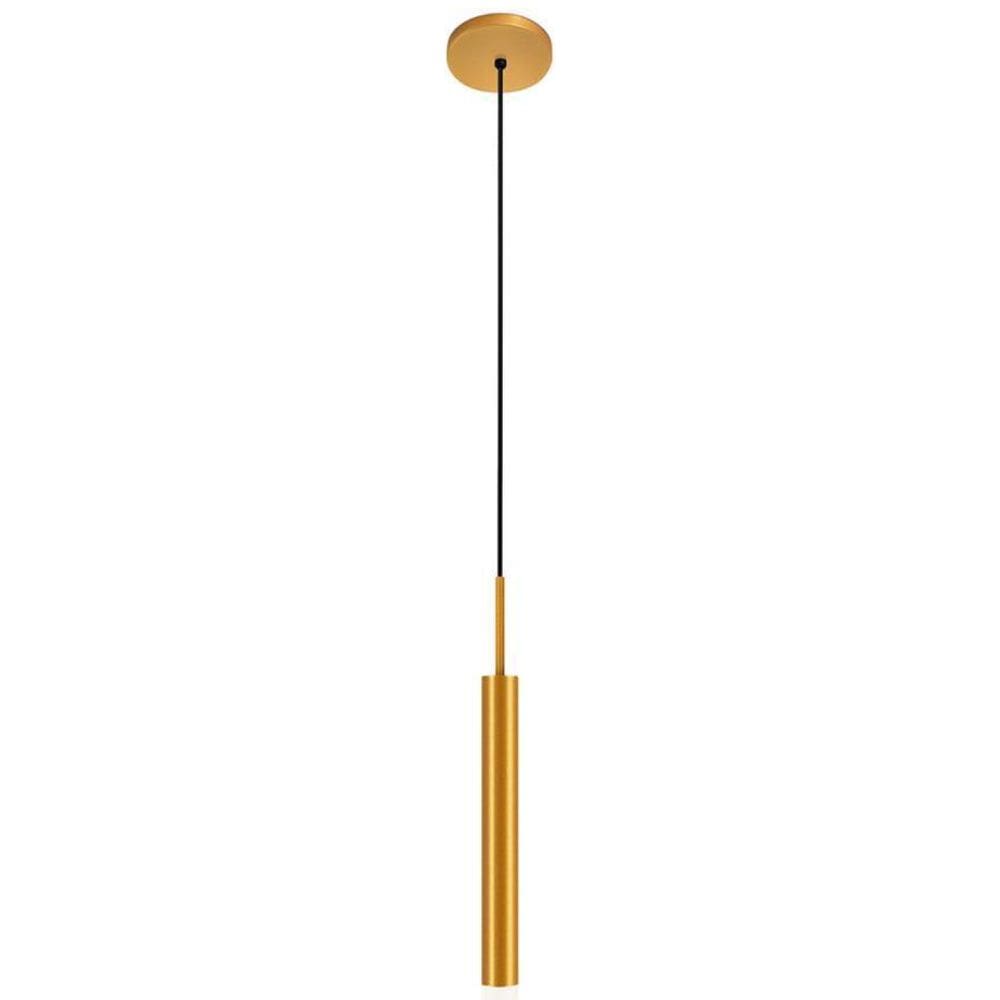 Luminária De Teto Pendente Tubo Difusor Sala Lavabo Dourado