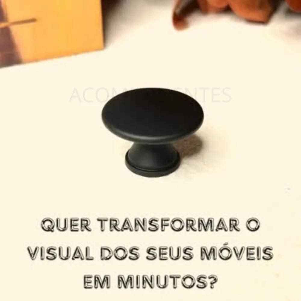 3X Puxador Preto Fosco Redondo/Armários/Gavetas  4 Unidades