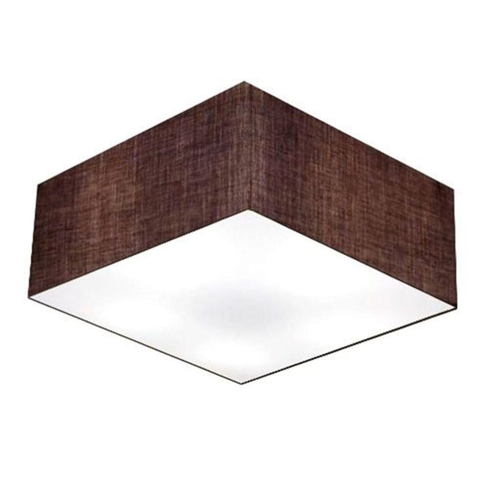 Plafon Quadrado Md-3012 Cúpula Em Tecido 21/50x50cm Café - Bivolt