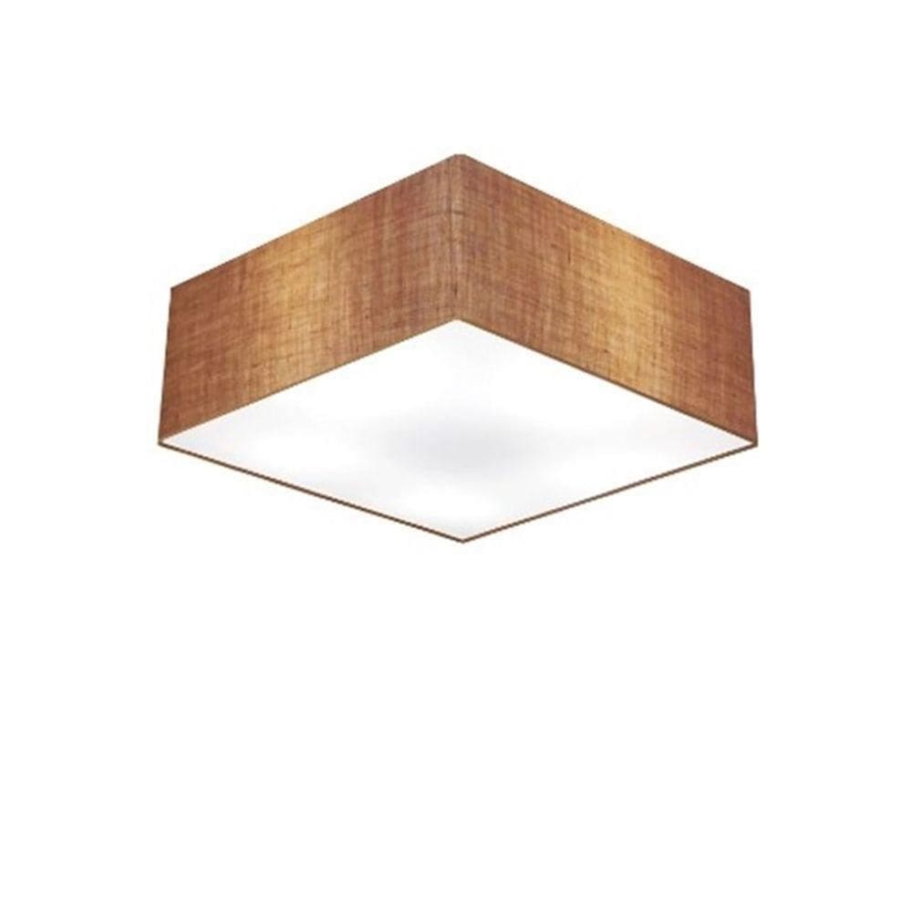 Plafon Quadrado Md-3001 Cúpula Em Tecido 12/35x35cm Palha - Bivolt