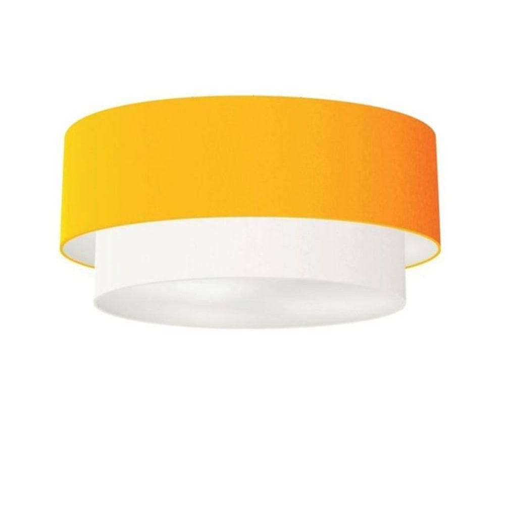 Plafon Duplo Cilíndrico Vivare Md-3024 Cúpula Tecido 60x50cm - Bivolt Laranja-branco 127/220v