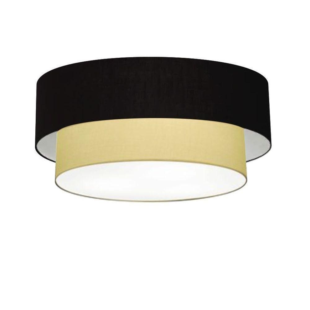 Plafon Duplo Cilíndrico Vivare Md-3021 Cúpula Em Tecido 80x60cm - Bivolt Preto-bege 127/220v