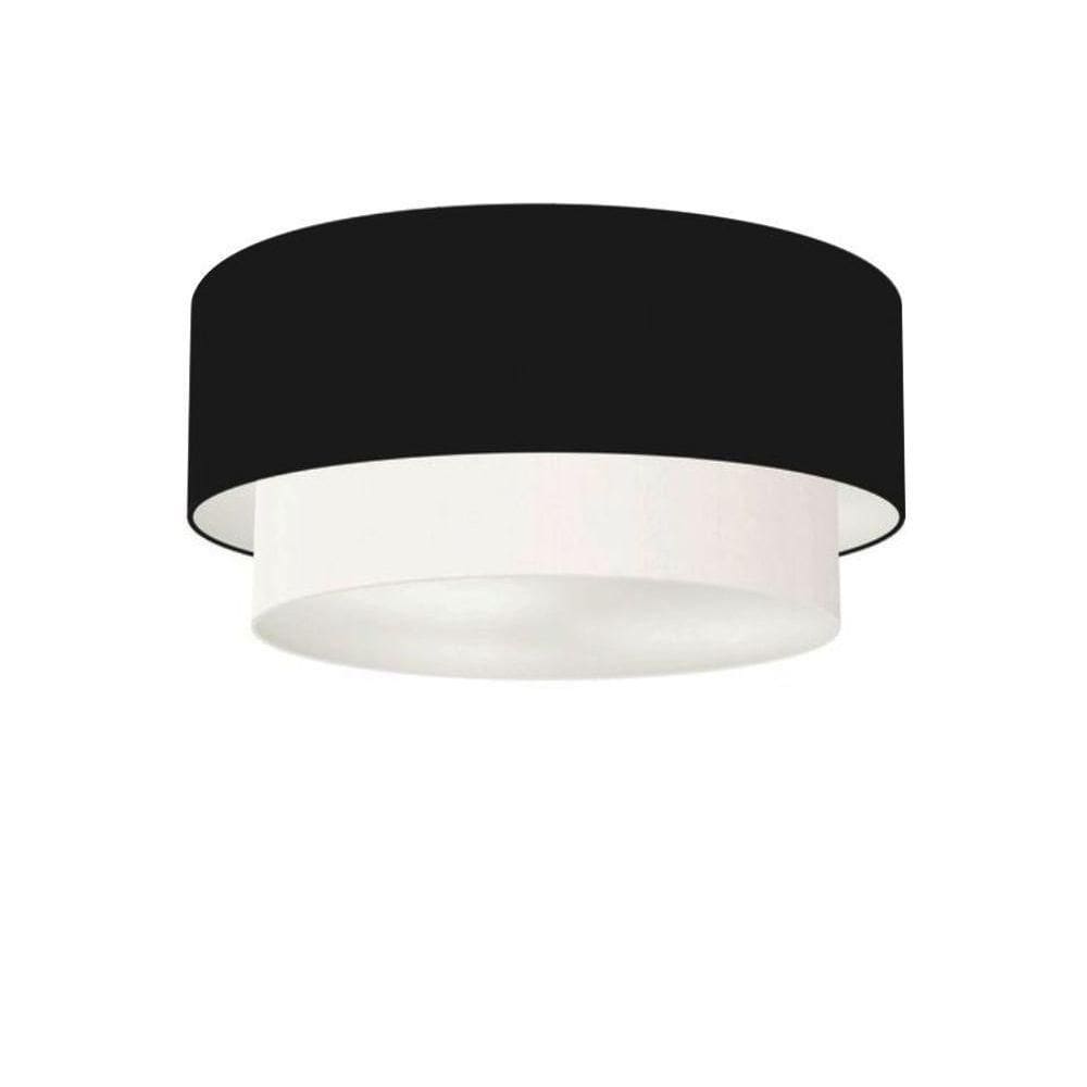 Plafon Duplo Cilíndrico Vivare Md-3017 Cúpula Em Tecido 50x40cm - Bivolt Preto-branco 127/220v