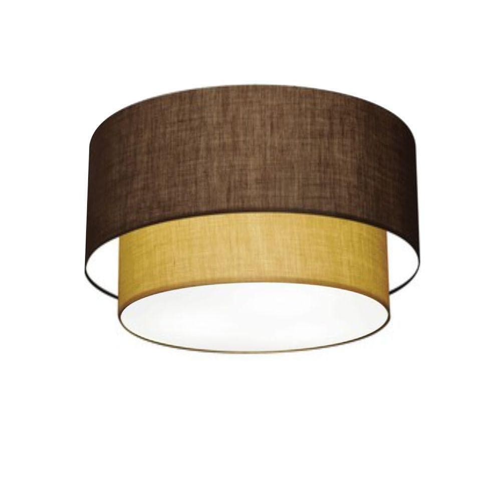 Plafon Duplo Cilíndrico Vivare Md-3045 Cúpula Em Tecido 40x35cm - Bivolt Café-palha 127/220v