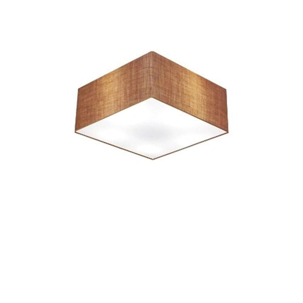 Plafon Quadrado Md-3000 Cúpula Em Tecido 12/25x25cm Palha - Bivolt