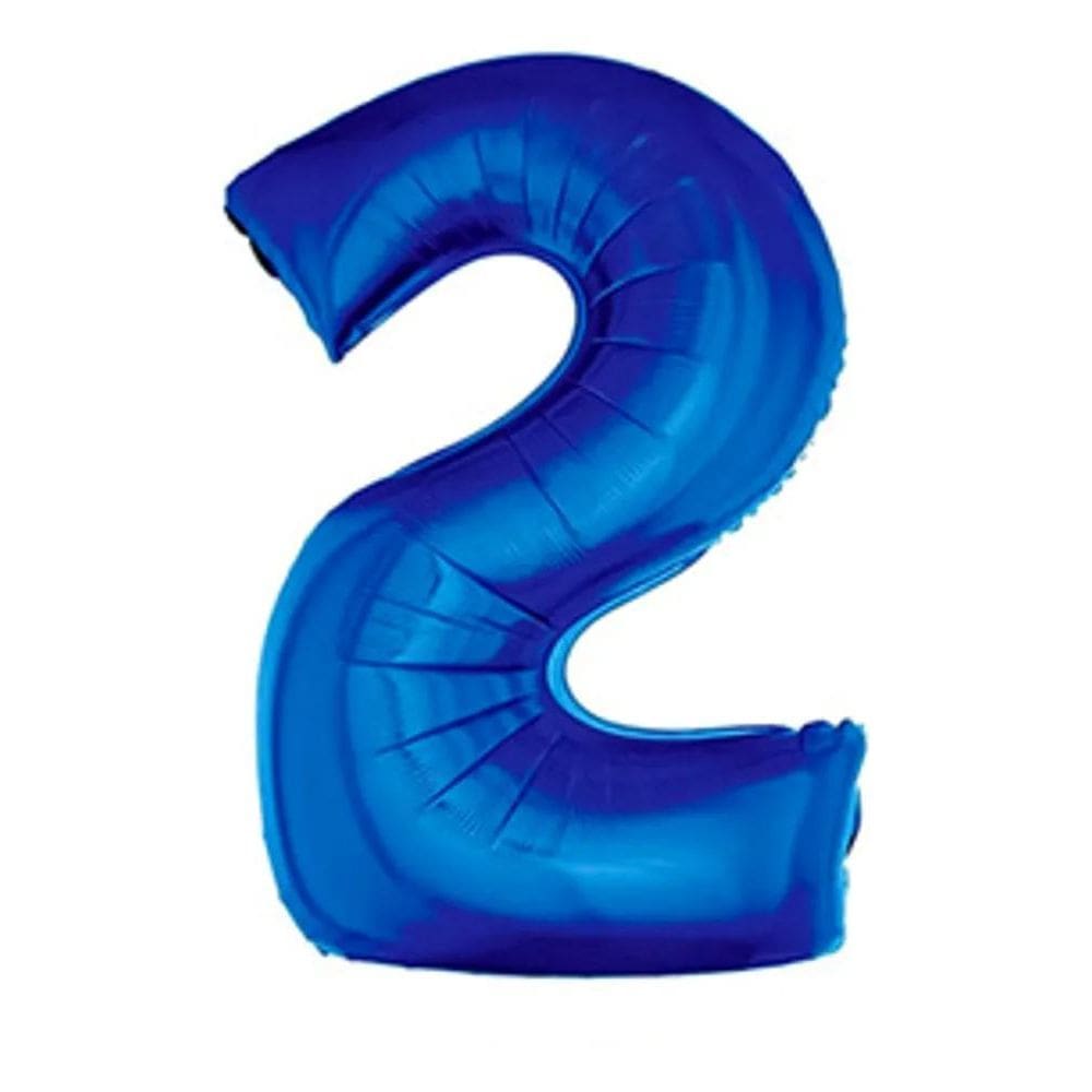 1 Un Balão Bexiga Número Metalizado Azul Grande 1Metro