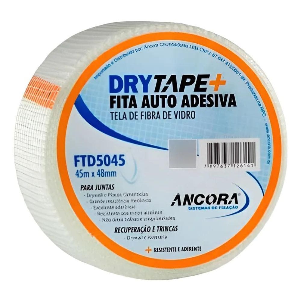 Fita Telada Drywall Fibra De Vidro Autoadesiva 45Mx48Mm