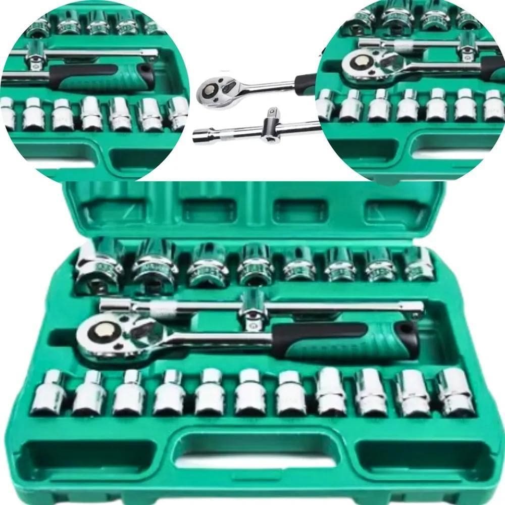 Jogo De Soquetes 8 A 32Mm 22 Pçs Com Catraca Reversível 1/2