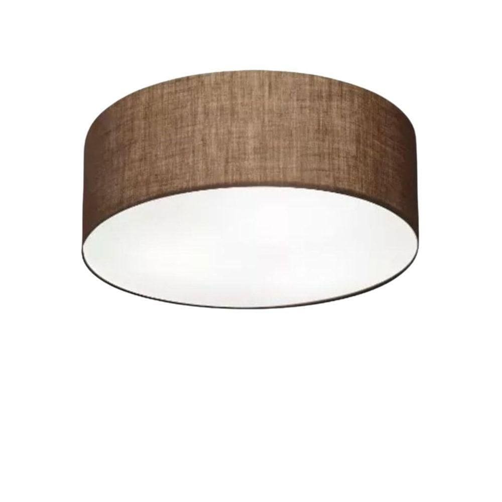 Plafon Cilíndrico Vivare Md-3005 Cúpula Em Tecido 40x12cm - Bivolt Café 127/220v