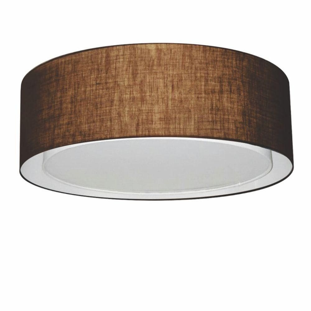 Plafon Cilíndrico Duplo Vivare Md-3037 Cúpula Em Tecido 60x25cm - Bivolt Café 127/220v