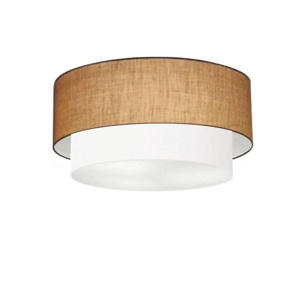 Plafon Duplo Cilíndrico Vivare Md-3017 Cúpula Em Tecido 50x40cm - Bivolt Palha-branco 127/220v