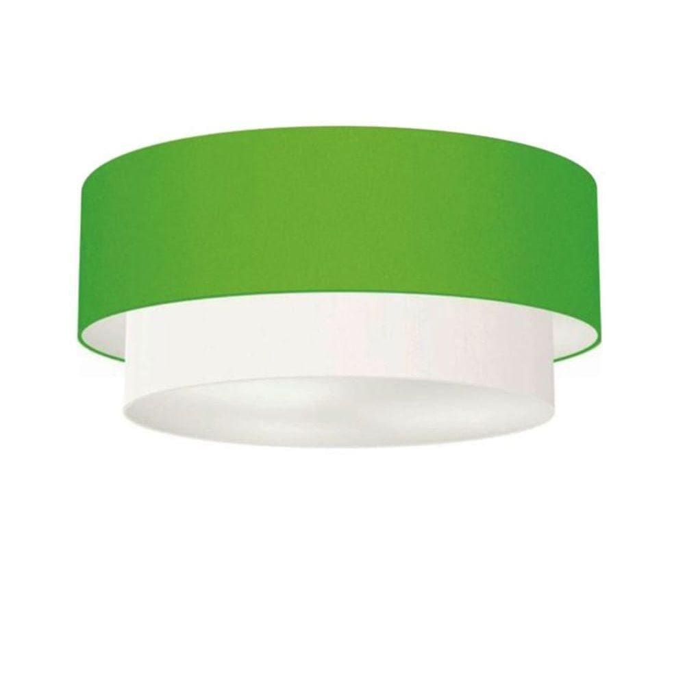 Plafon Duplo Cilíndrico Vivare Md-3021 Cúpula Tecido 80x60cm - Bivolt Verde-limão-branco 127/220v