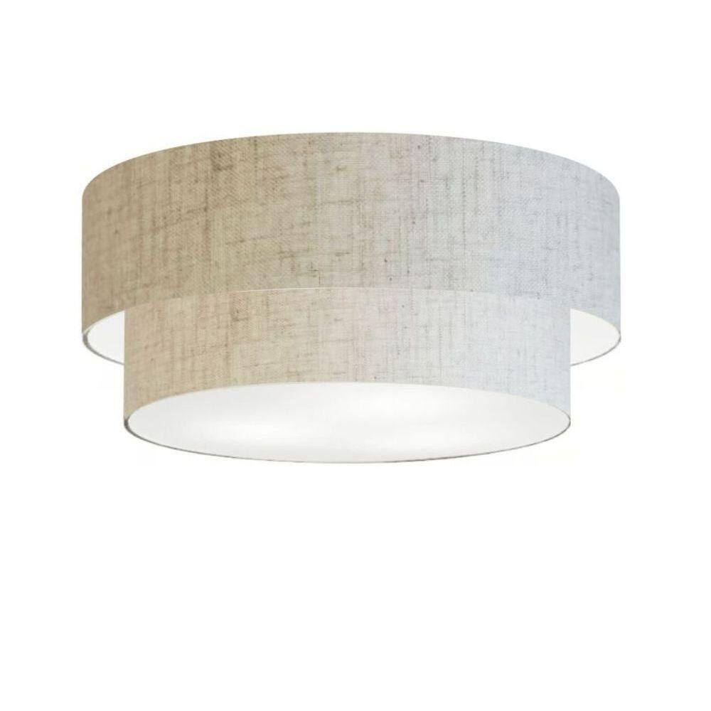 Plafon Duplo Cilíndrico Vivare Md-3021 Cúpula Em Tecido 80x60cm - Bivolt Rustico-bege 127/220v