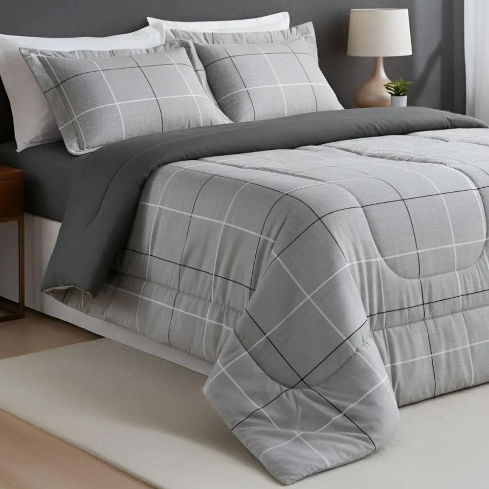 Edredom Casal Queen Size 200 Fios Nyla Dupla Face Estampado