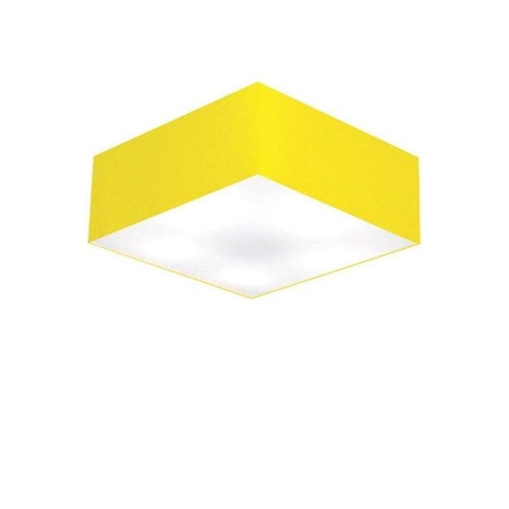 Plafon Quadrado Vivare Md-3001 Cúpula Em Tecido 12/35x35cm - Bivolt Amarelo 127/220v