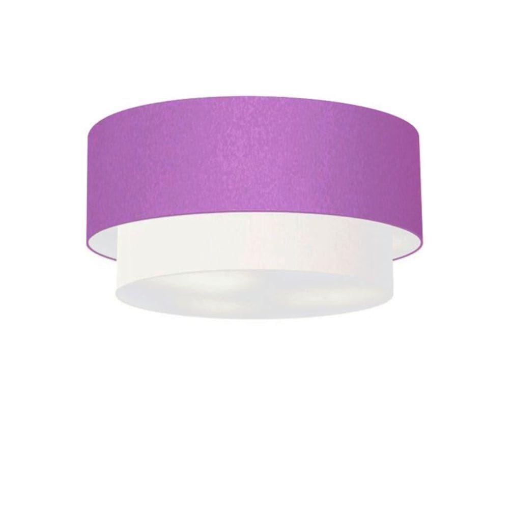 Plafon Duplo Cilíndrico Vivare Md-3017 Cúpula Tecido 50x40cm - Bivolt Lilás-branco 127/220v
