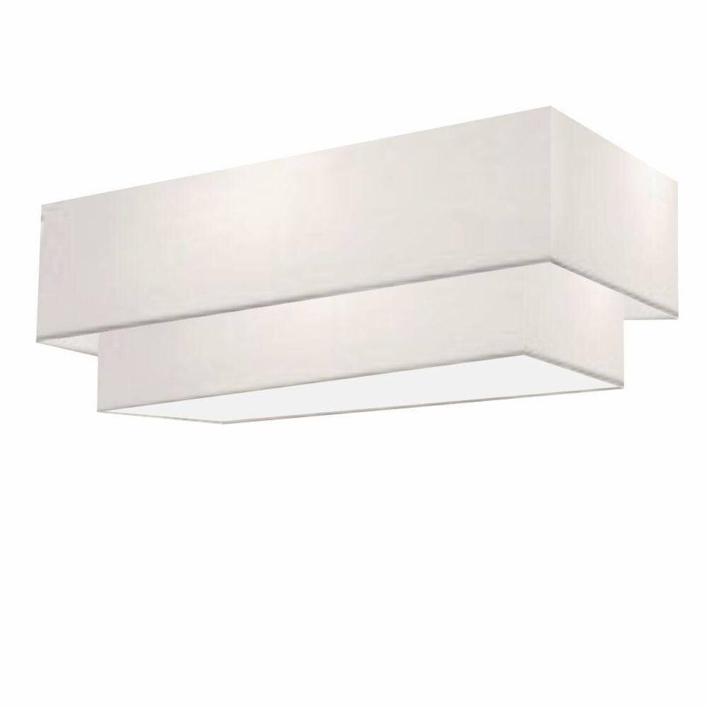 Plafon Duplo Retangular Vivare Md-3044 Cúpula Em Tecido 70x30cm X 60x25cm - Bivolt Branco-branco 127/220v