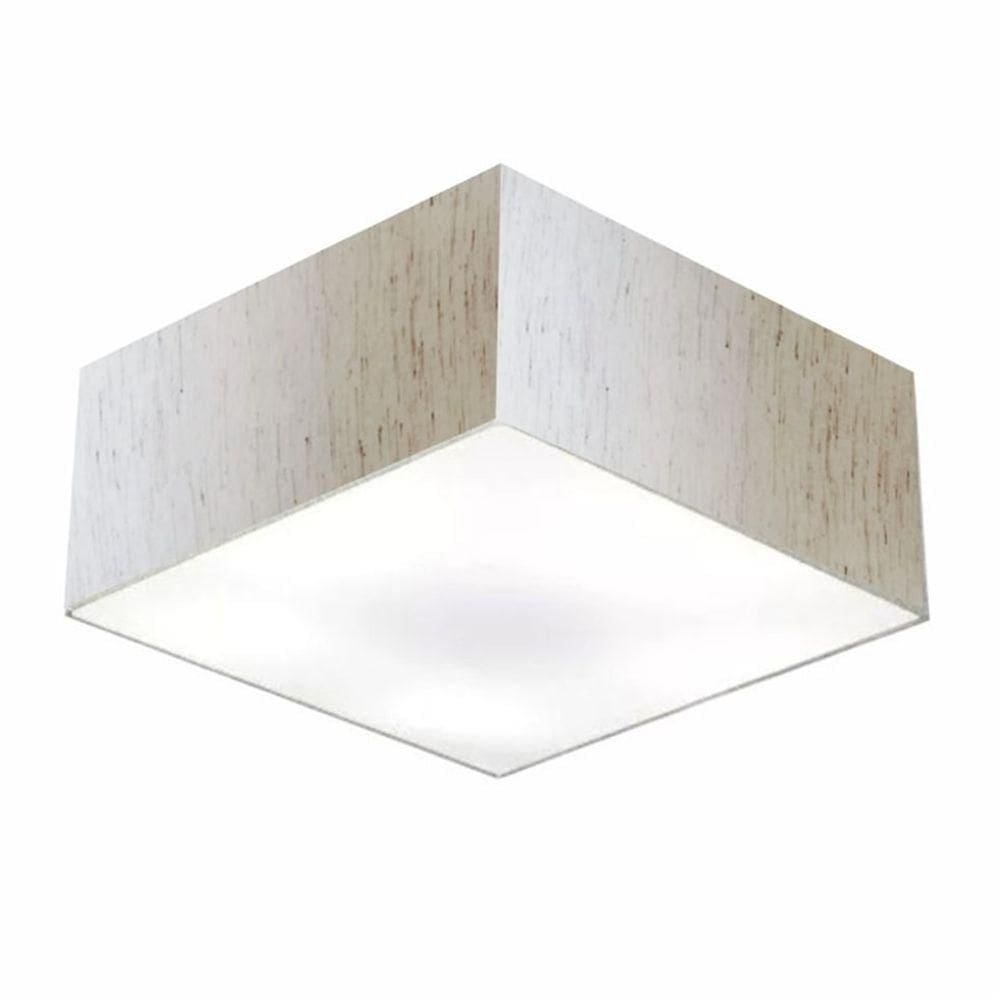 Plafon Quadrado Md-3053 Cúpula Em Tecido 21/60x60cm Linho Bege - Bivolt
