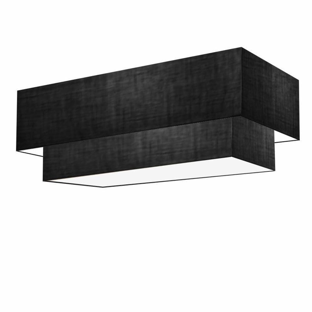 Plafon Duplo Retangular Vivare Md-3044 Cúpula Em Tecido 70x30cm X 60x25cm - Bivolt Preto 127/220v